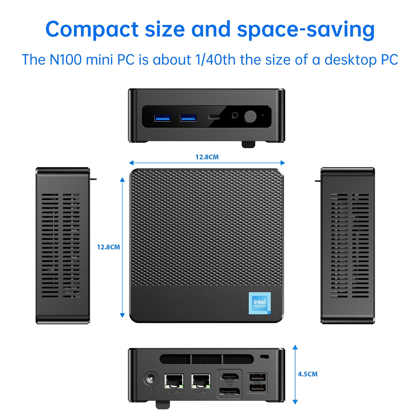 AOOSTAR N-BOX Pro Intel N100 Mini PC With LPDDR5 16G RAM M.2 SSD W11 PRO 2.5G LAN Full-featured Type-C Port
