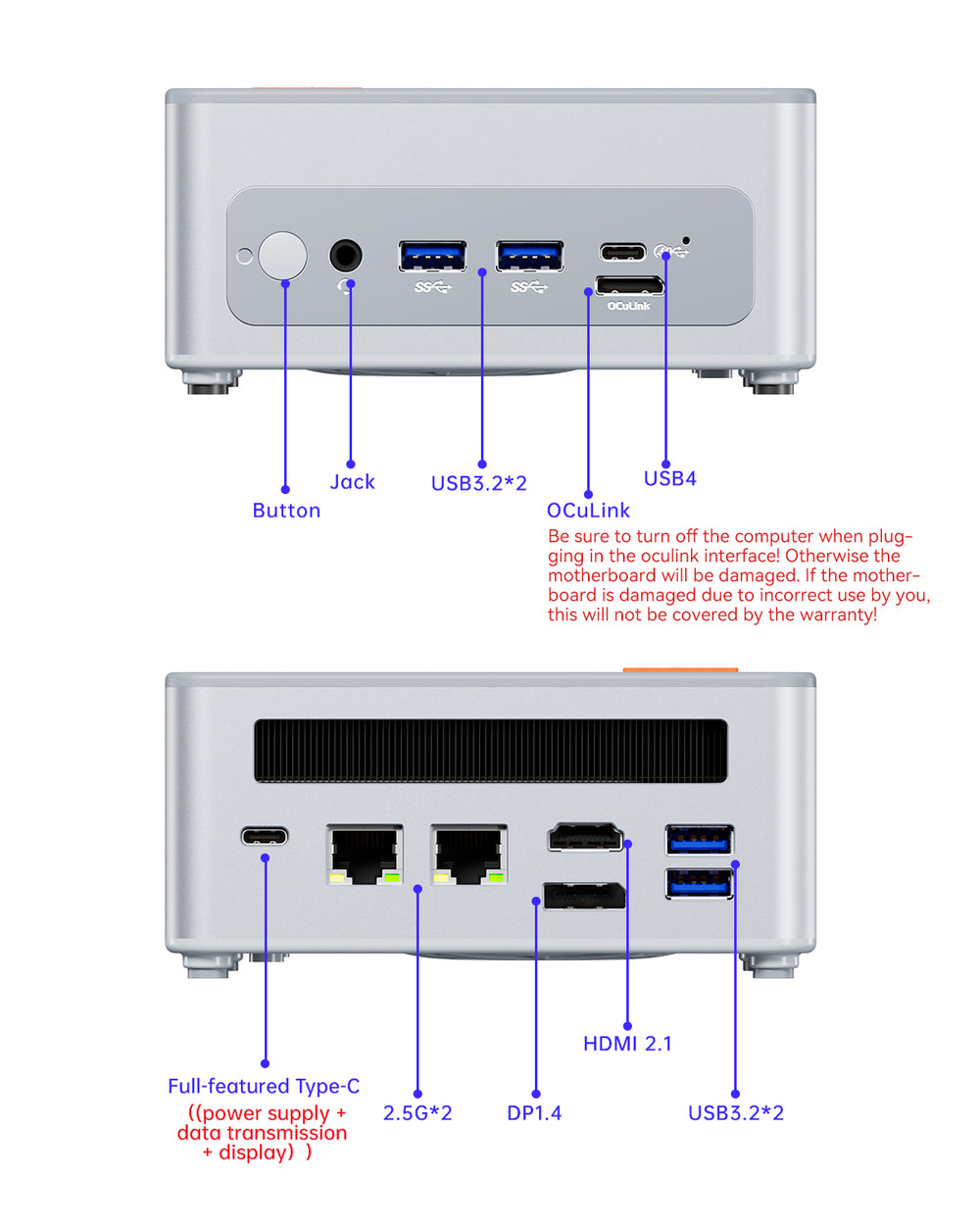 AOOSTAR GEM12 PLUS Intel i9 13900H Mini PC with WIN 11 PRO/ 2* NVME/Oculink/2*2.5G LAN