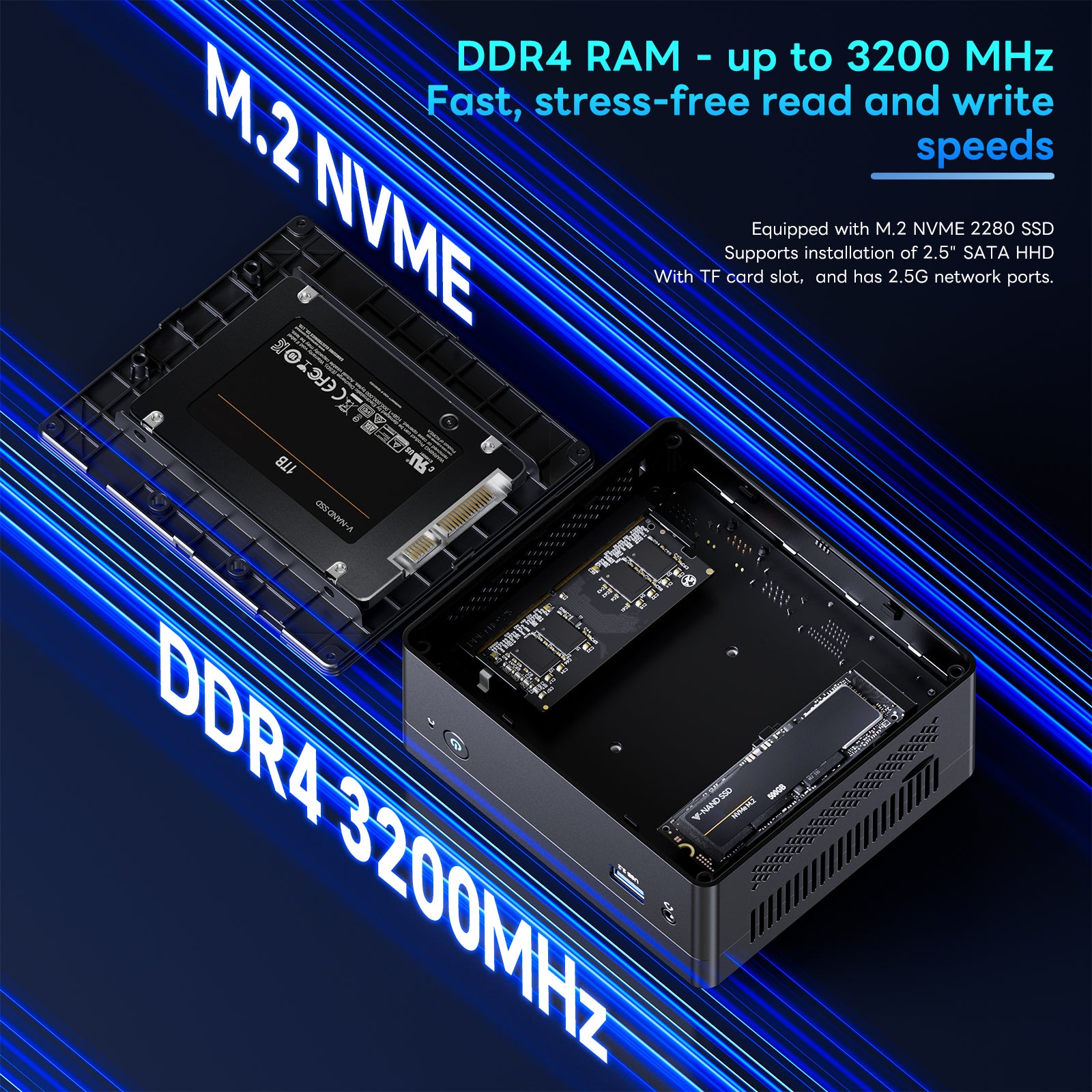 2 LANs Mini PC N100 16GB LPDDR5-4800MHz 512GB M.2 Dominican