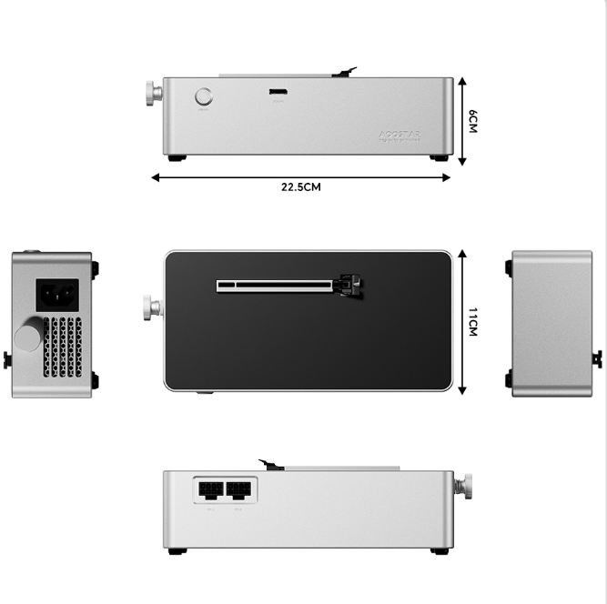 AOOSTAR AG01/ AG02 EGPU Dock with OCulink/USB4 Port，Built-in Huntkey 350-400W Power Supply, Supports TGX interface hot-swap