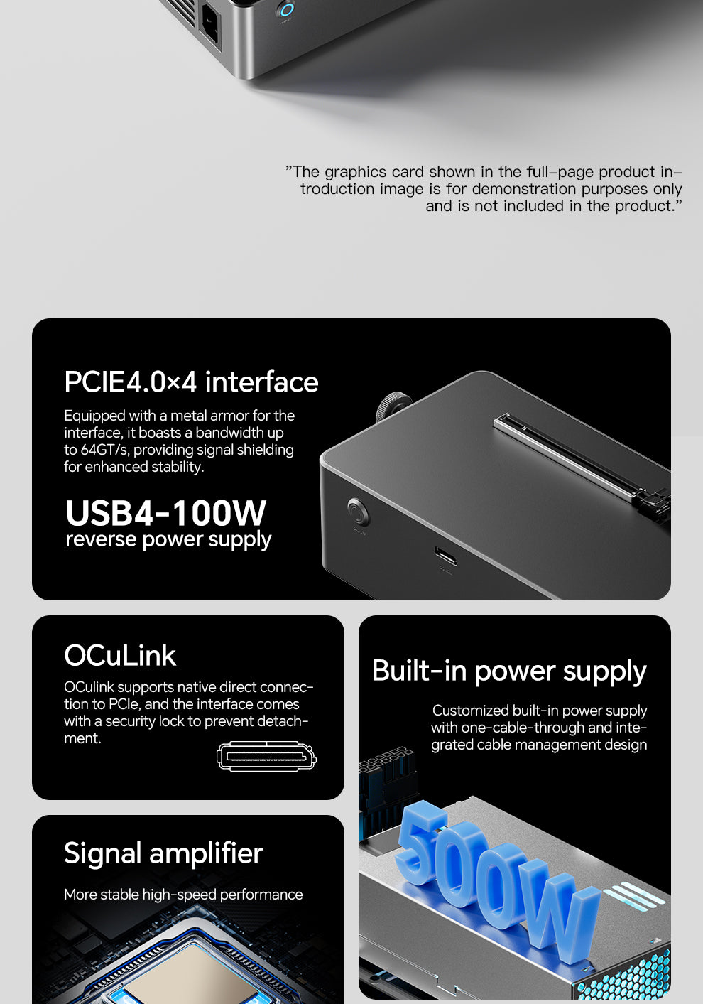 AOOSTAR AG02 EGPU Dock with OCulink/USB4 Port,Built-in Huntkey 800W Po ...