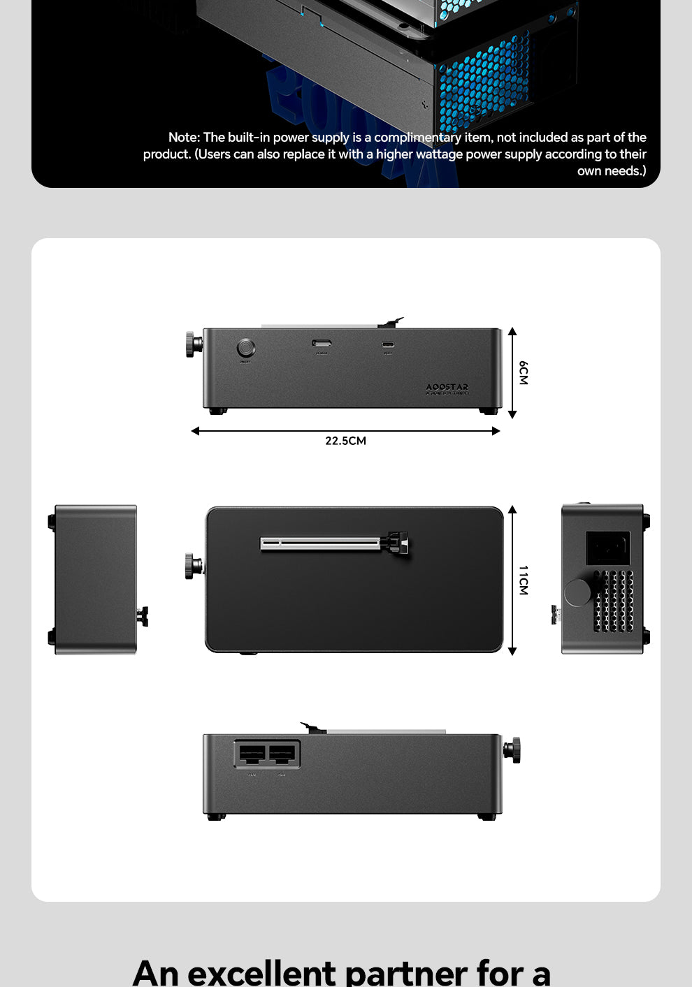 AOOSTAR AG02 EGPU Dock with OCulink/USB4 Port,Built-in Huntkey 800W Po ...