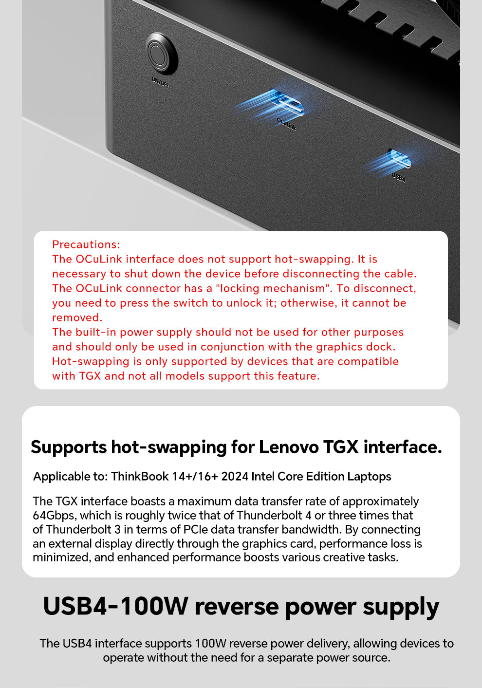 AOOSTAR AG02 EGPU Dock with OCulink/USB4 Port,Built-in Huntkey