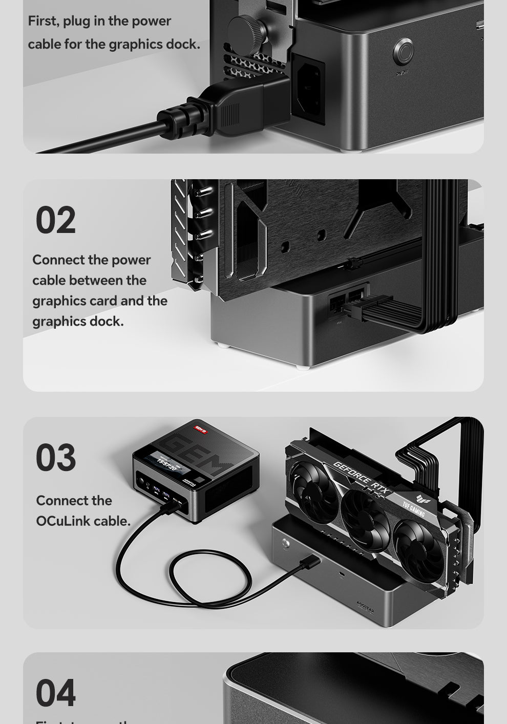 AOOSTAR AG02 EGPU Dock with OCulink/USB4 Port,Built-in Huntkey 800W Po ...
