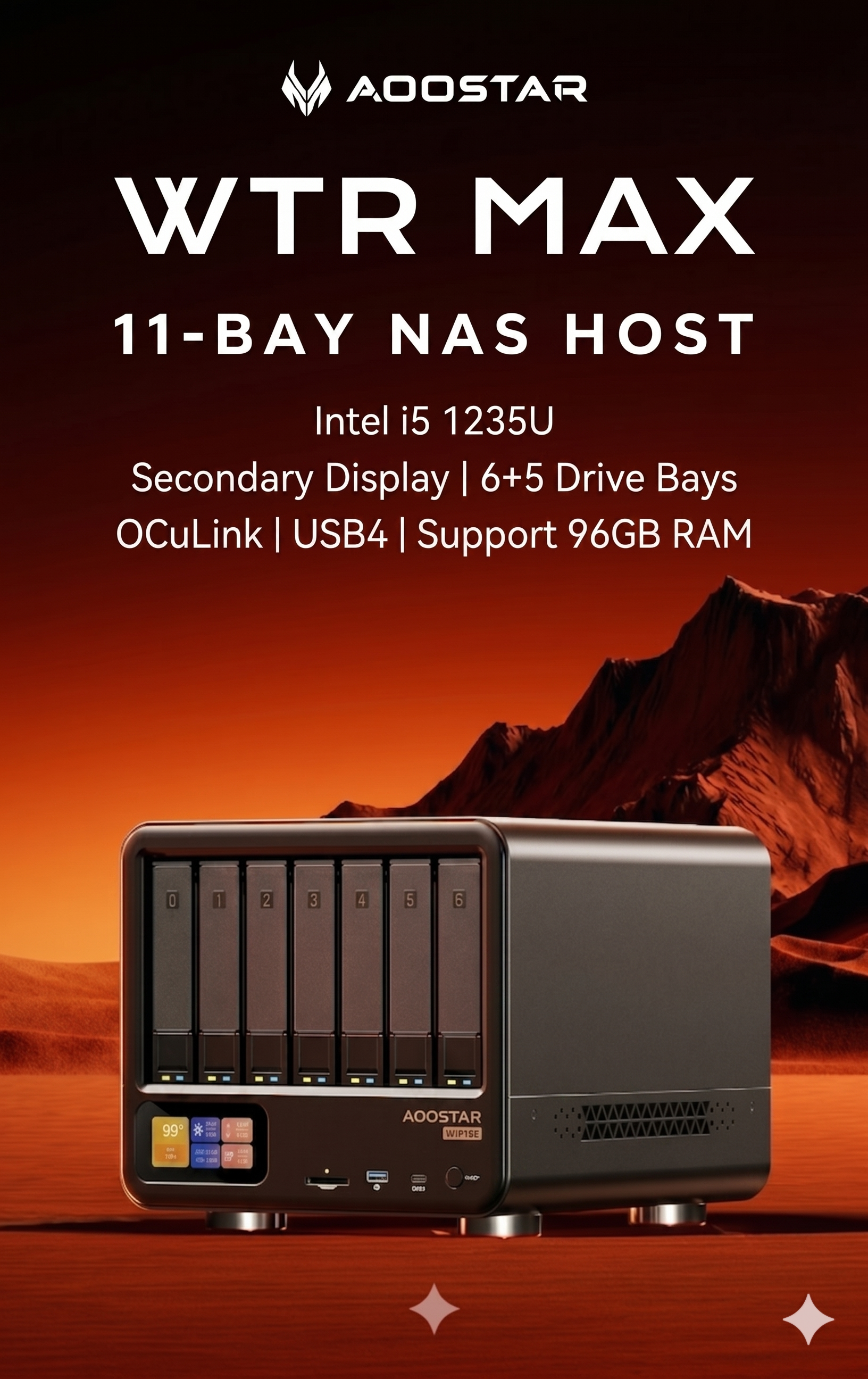 【新品未開封】AOOSTAR WTR MAX 11ベイNASキット AOOSTAR WTR MAX 11 Bay NAS Intel Core i5-1235U | 6 SATA + 5 M.2