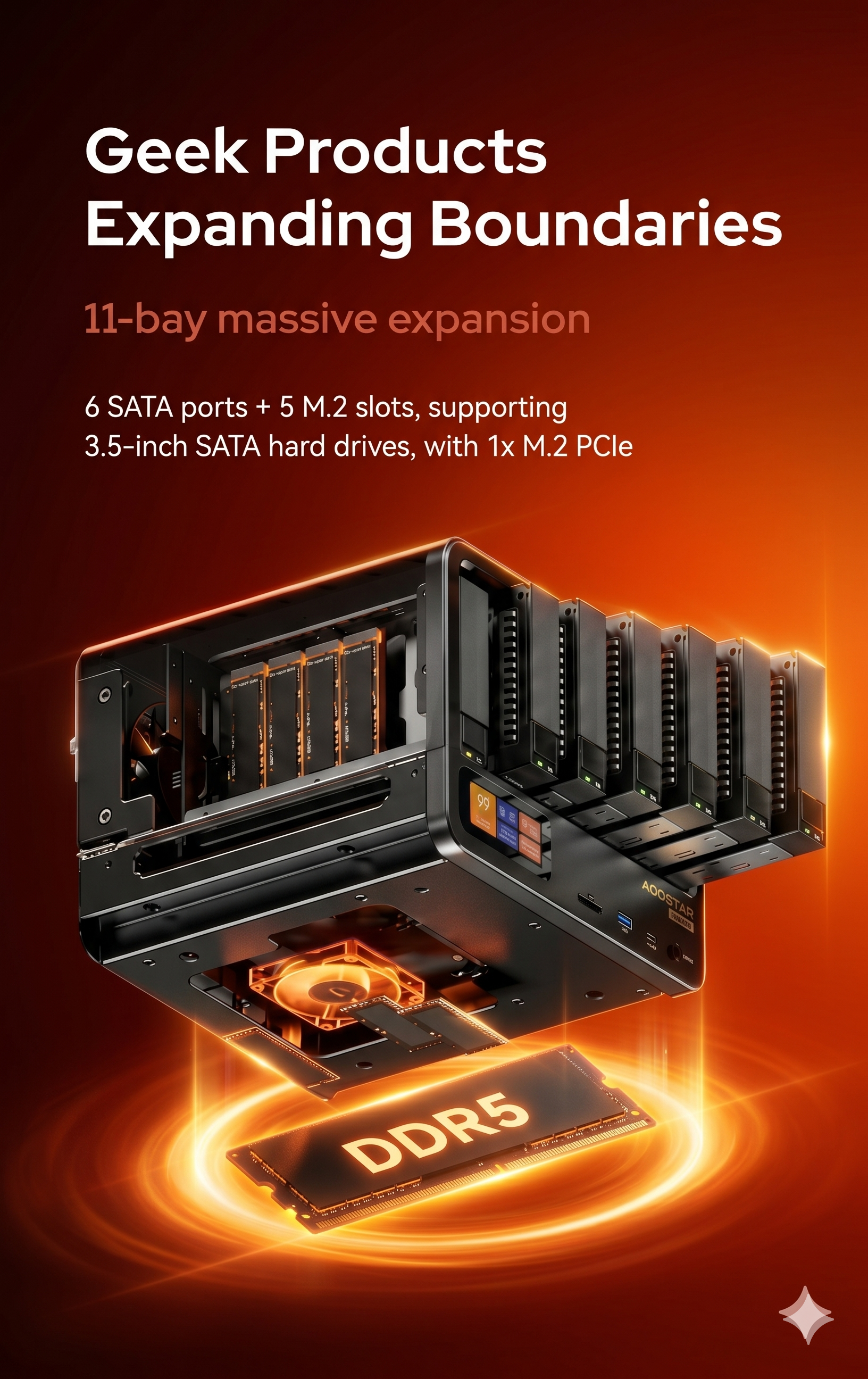 AOOSTAR WTR MAX 11 Bay NAS Intel Core i5-1235U | 6 SATA + 5 M.2