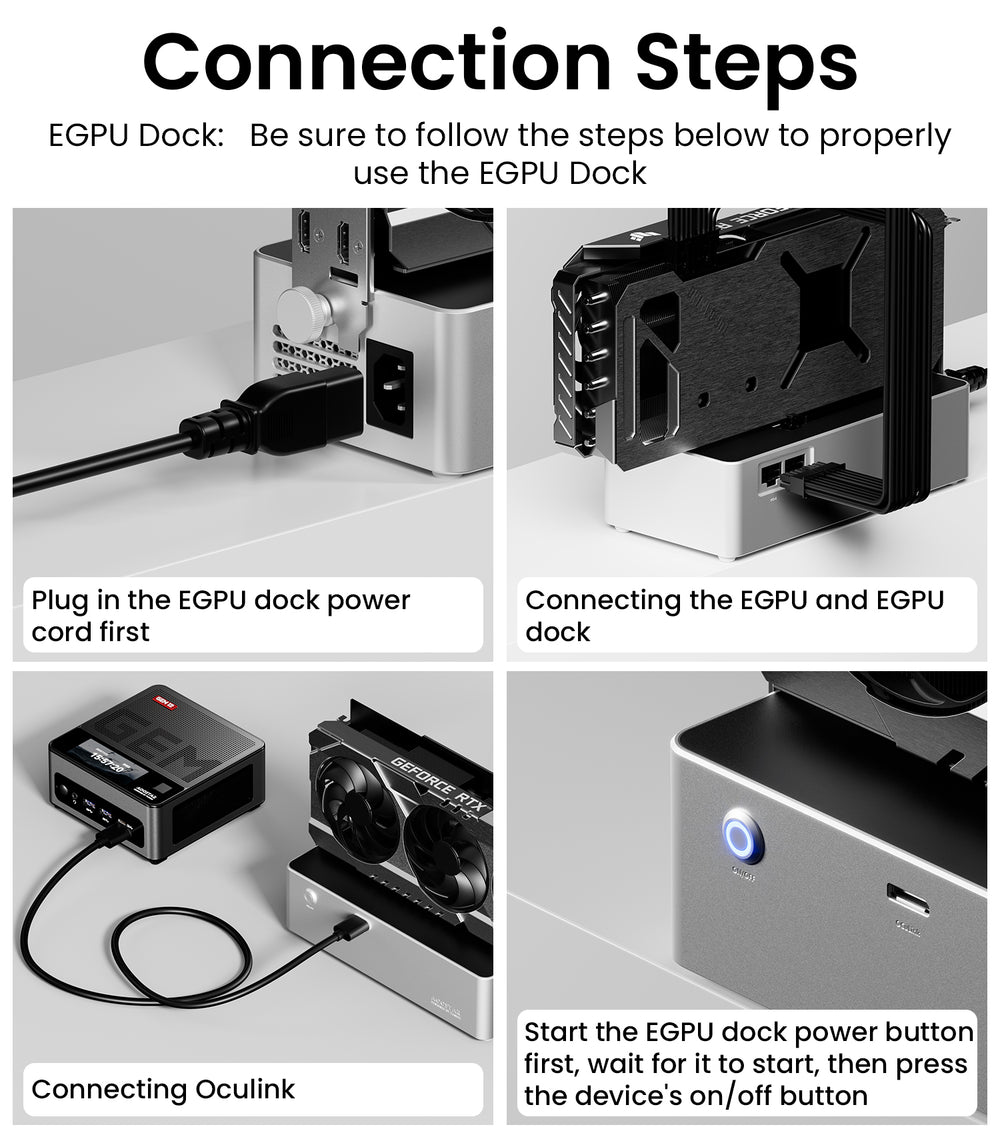 AOOSTAR AG01/ AG02 EGPU Dock with OCulink/USB4 Port，Built-in Huntkey 350-400W Power Supply, Supports TGX interface hot-swap