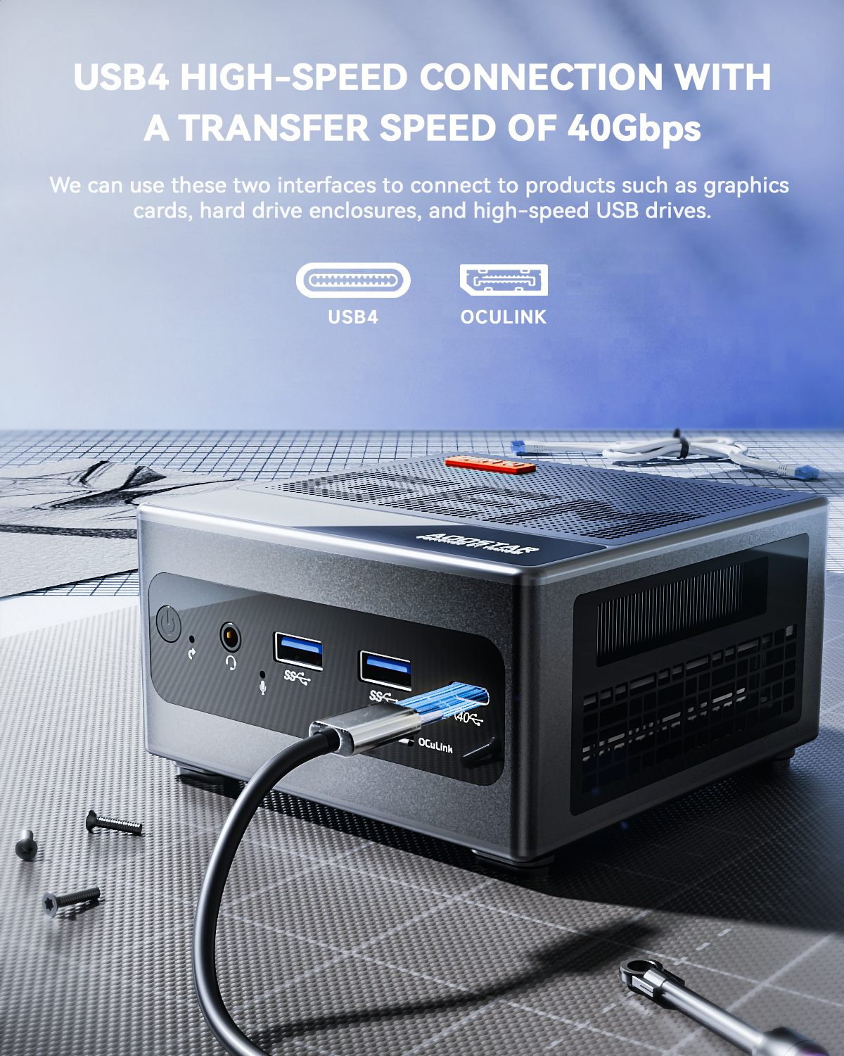 AOOSTAR GEM10 AMD Ryzen 7 6800H ミニPC、WIN 11 PRO/ 3* NVME/Oculink/2*2.5G LAN搭載